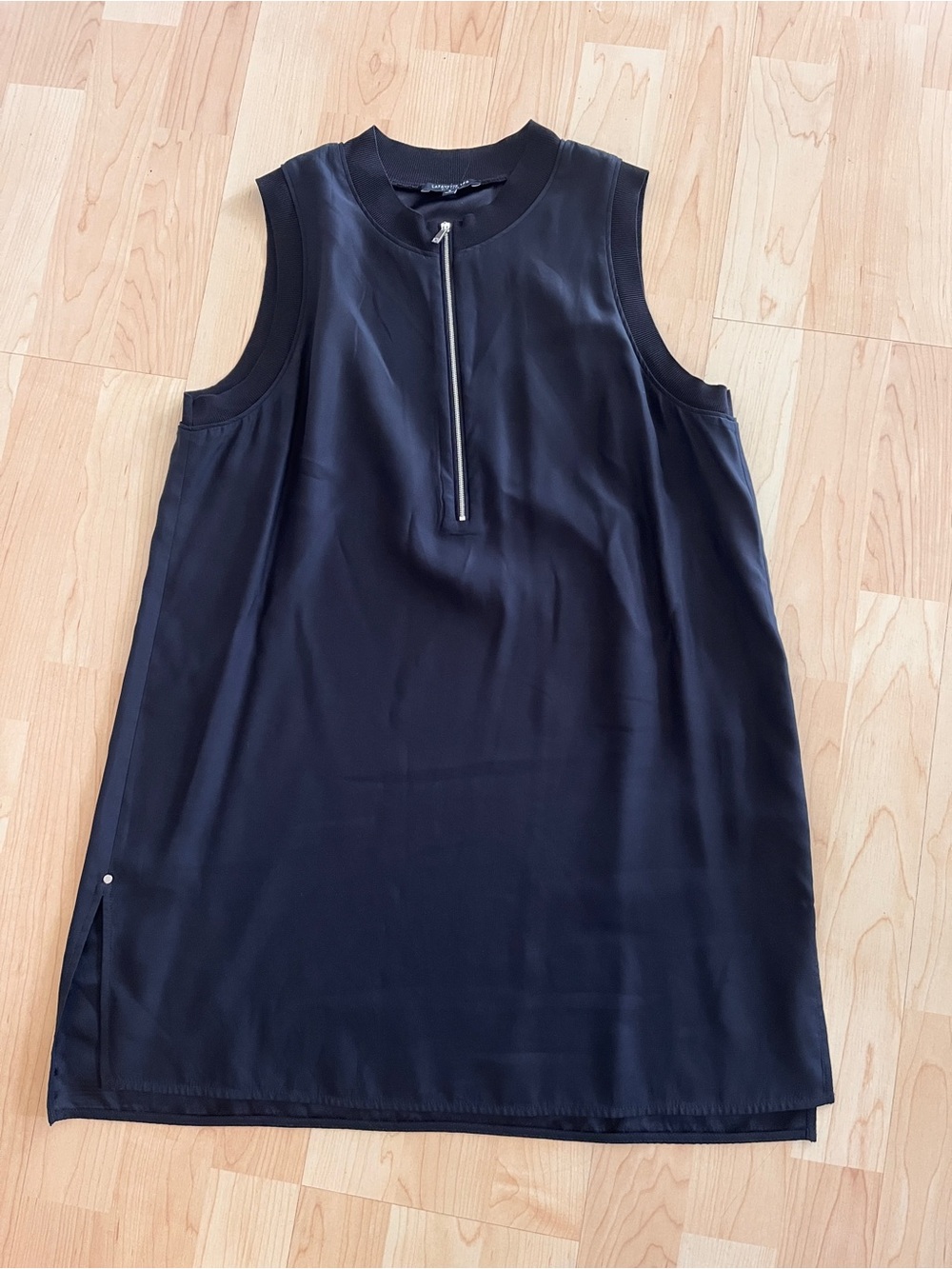 Lafayette 148 New York Black Zip-Front Tunic Top